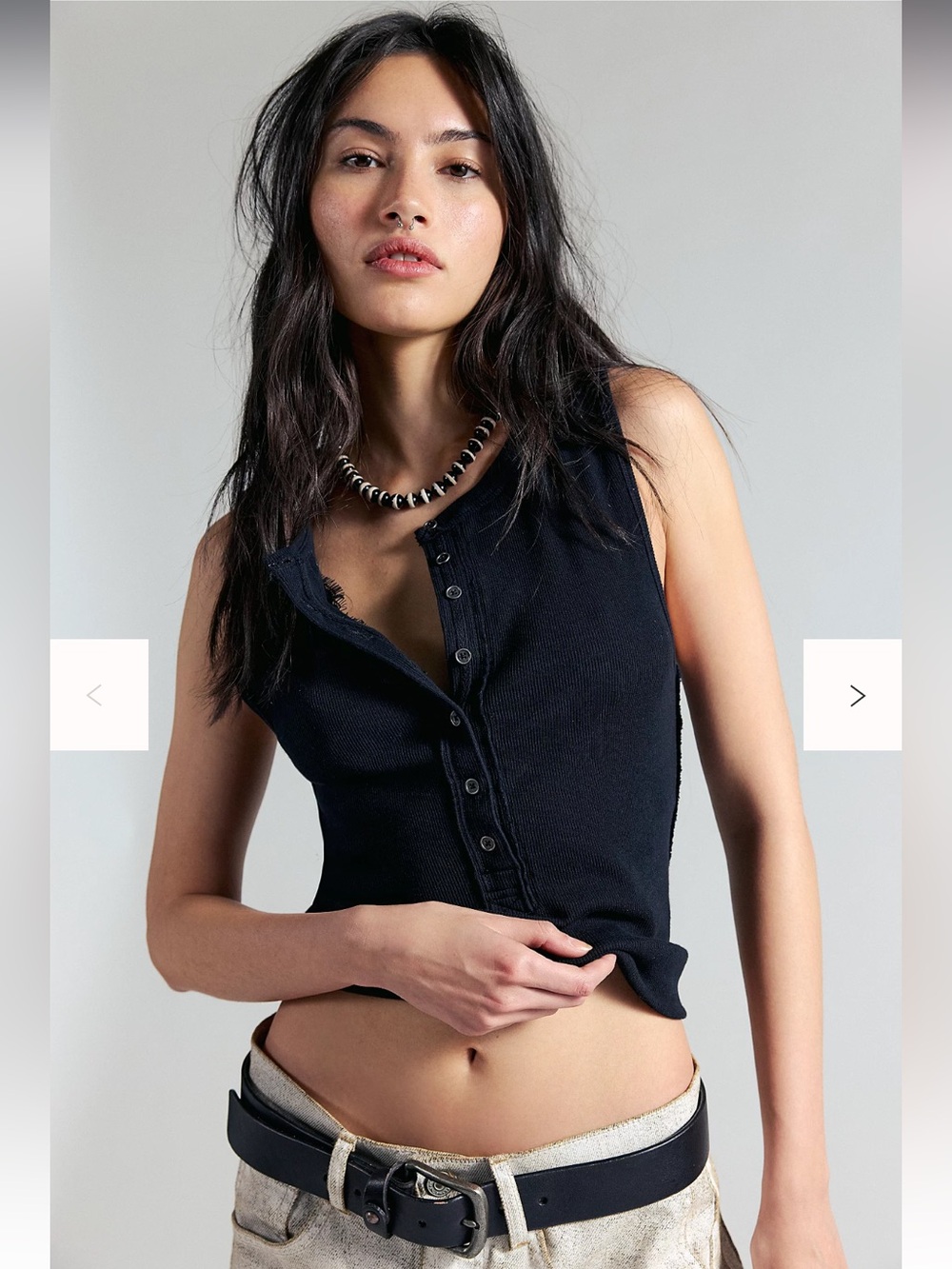 FREE PEOPLE We The Free Jamie Henley Tank - Pitch Black New XL Cotton Rib